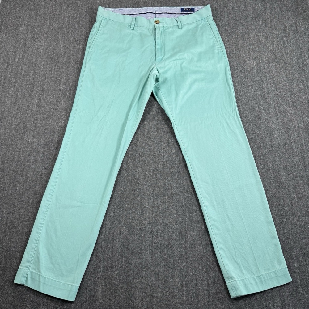 Polo Ralph Lauren Men 34x30 Stretch Slim Fit Chino Pants Aqua Turquoise